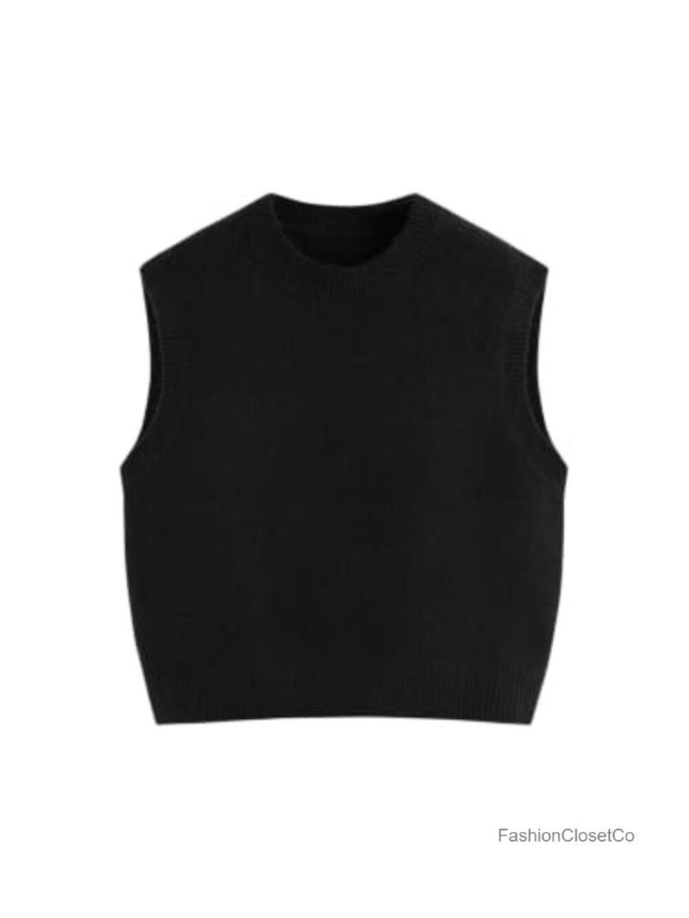 Cozy Sleeveless Sweater Vest Round Neck Knit Layering Top Wool Blend